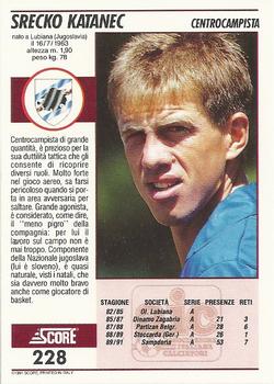 1992 Score Italian League #228 Srecko Katanec Back