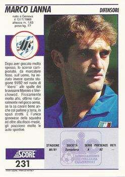 1992 Score Italian League #231 Marco Lanna Back