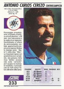 1992 Score Italian League #233 Antonio Carlos Cerezo Back