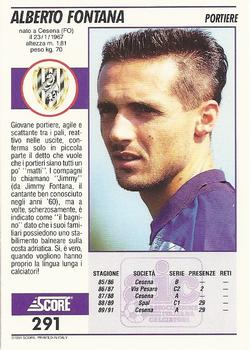 1992 Score Italian League #291 Alberto Fontana Back