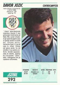 1992 Score Italian League #292 Davor Jozic Back