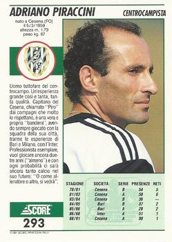 1992 Score Italian League #293 Adriano Piraccini Back