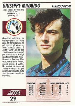 1992 Score Italian League #29 Giuseppe Minaudo Back