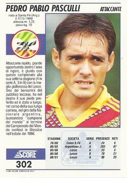 1992 Score Italian League #302 Pedro Pablo Pasculli Back