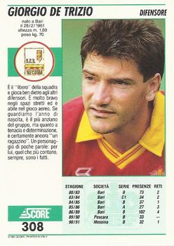1992 Score Italian League #308 Giorgio De Trizio Back