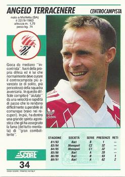 1992 Score Italian League #34 Angelo Terracenere Back