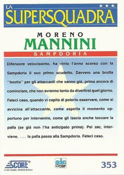 1992 Score Italian League #353 Moreno Mannini Back