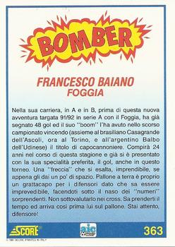 1992 Score Italian League #363 Francesco Baiano Back