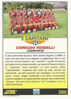1992 Score Italian League #380 Corrado Verdelli Back
