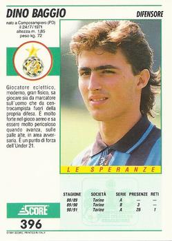 1992 Score Italian League #396 Dino Baggio Back