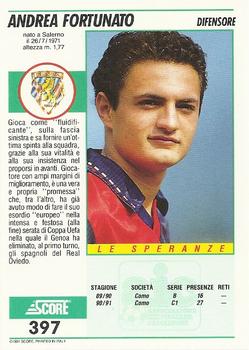 1992 Score Italian League #397 Andrea Fortunato Back