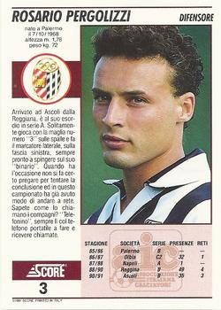 1992 Score Italian League #3 Rosario Pergolizzi Back
