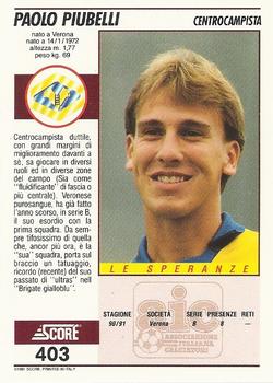 1992 Score Italian League #403 Paolo Piubelli Back