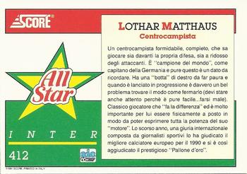 1992 Score Italian League #412 Lothar Matthaus Back