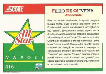 1992 Score Italian League #416 Careca Back