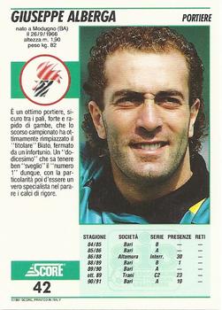 1992 Score Italian League #42 Giuseppe Alberga Back