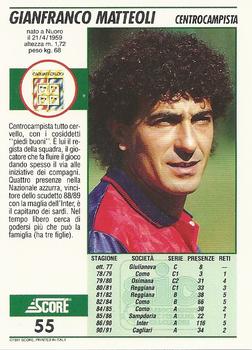 1992 Score Italian League #55 Gianfranco Matteoli Back