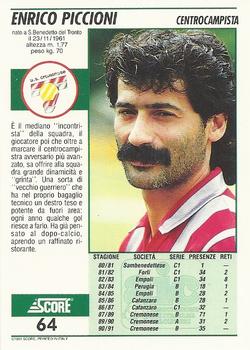 1992 Score Italian League #64 Enrico Piccioni Back