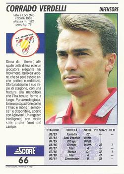 1992 Score Italian League #66 Corrado Verdelli Back