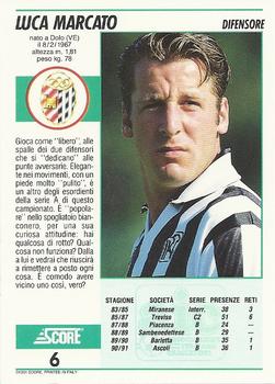 1992 Score Italian League #6 Luca Marcato Back