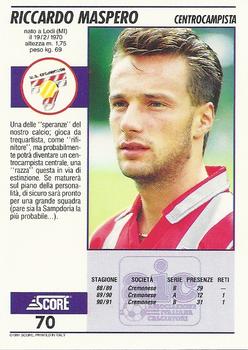 1992 Score Italian League #70 Riccardo Maspero Back