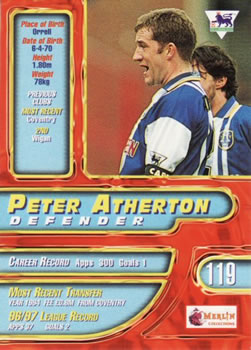 1997-98 Merlin Premier Gold #119 Peter Atherton Back