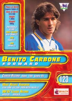 1997-98 Merlin Premier Gold #123 Benito Carbone  Back