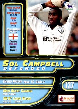 1997-98 Merlin Premier Gold #137 Sol Campbell Back