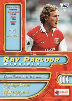 1997-98 Merlin Premier Gold #4 Ray Parlour  Back