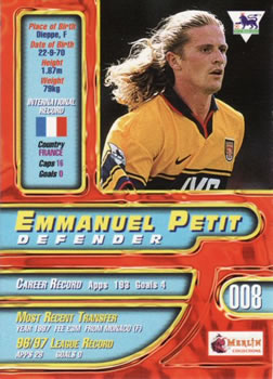 1997-98 Merlin Premier Gold #8 Emmanuel Petit  Back