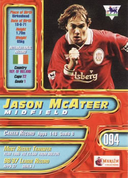 1997-98 Merlin Premier Gold #94 Jason McAteer  Back