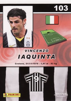 2008-09 Panini Real Action #103 Vincenzo Iaquinta Back