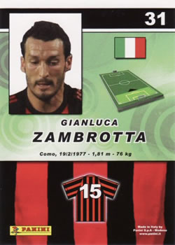 2008-09 Panini Real Action #31 Gianluca Zambrotta Back