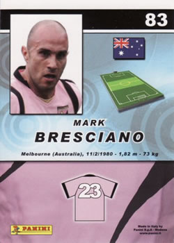 2008-09 Panini Real Action #83 Mark Bresciano Back