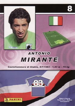 2008-09 Panini Real Action #8 Antonio Mirante Back