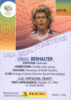 2006 Panini World Cup - USA Goal Masters #GM5 Gregg Berhalter Back