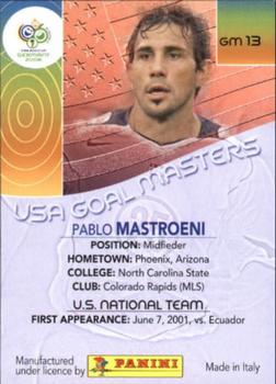 2006 Panini World Cup - USA Goal Masters #GM13 Pablo Mastroeni Back