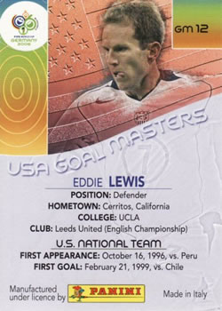 2006 Panini World Cup - USA Goal Masters #GM12 Eddie Lewis Back