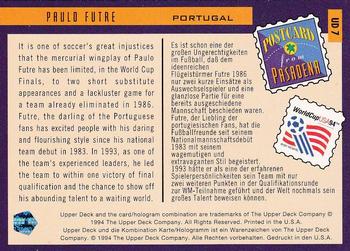 1994 Upper Deck World Cup Contenders English/German - UD Set #UD7 Paulo Futre Back
