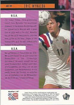 1994 Upper Deck World Cup Contenders English/German - UD Set #UD30 Eric Wynalda Back