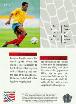 1994 Upper Deck World Cup Contenders English/German - Hot Shots #HS6 Faustino Asprilla Back