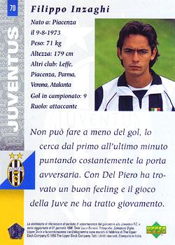 1998 Upper Deck Juventus FC #70 Filippo Inzaghi Back