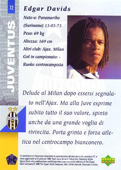 1998 Upper Deck Juventus FC #72 Edgar Davids Back