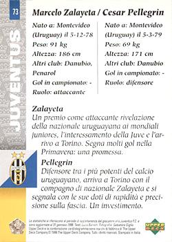 1998 Upper Deck Juventus FC #73 Marcelo Zalayeta / Cesar Pellegrin Back