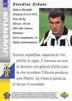 1998 Upper Deck Juventus FC #67 Zinedine Zidane Back