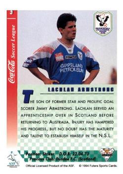 1994 Futera Australia NSL #3 Lachlan Armstrong Back