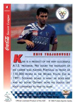 1994 Futera Australia NSL #4 Kris Trajanovski Back