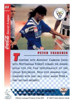 1994 Futera Australia NSL #25 Peter Tsekenis Back