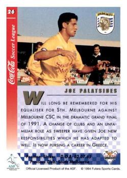 1994 Futera Australia NSL #26 Joe Palatsides Back