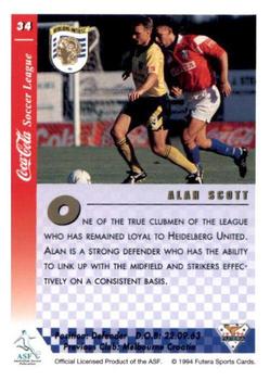 1994 Futera Australia NSL #34 Alan Scott Back